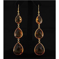 Natural Citrine 91.63ctw in Gold Plated Brass Earring