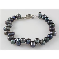 98.52CTW 9" BLACK FRESHWATER PEARL BRACELET METAL LOCK PHILIPPINES