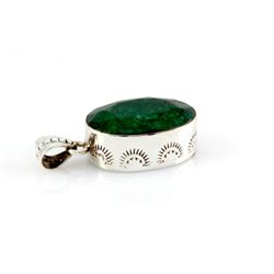 67.5ctw Artistic Design Silver Emerald Pendant (18x30mm)