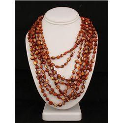 979.50CTW ORANGE 8 ROW MOTHER OF PEARL NECKLACE