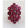 Image 2 : 33.78CTW Pink Ruby Cluster Design Silver Ring