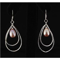 Pearl Dangling 3.80g Diamond Cut Design Silver Earring