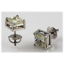 Genuine 2.40 ctw Princess Cut Earring J-K, SI3/I1