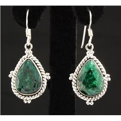 EMERALD BERYL 40.03CTW SILVER HOOK EARRING
