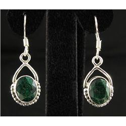 EMERALD BERYL 20.75CTW SILVER HOOK EARRING