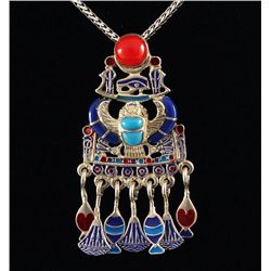 10.63g Egyptian Jewelry - Scarab Beetle Symbol .925 Pendant