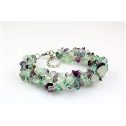 208.42CTW 7in. PURPLE GREEN CHIPPED STONE BRACELET METAL LOCK