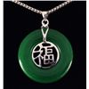 Image 1 : CHINESE ROUND JADE 29.31CTW STERLING SILVER PENDANT
