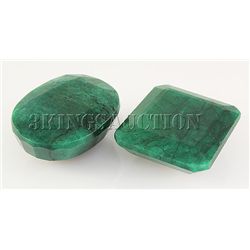210.10ctw Faceted Loose Emerald Beryl Gemstone Lot of 2