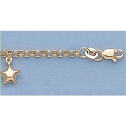 Pure Gold 7" 14ktItalian Gold-Yellow Hallow Rolo with Charms:3.3gr