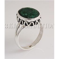 EMERALD BERYL 25.72CTW ANTIQUE LOOKS SILVER RING