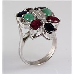 Butterfly 6.73g Sterling Silver Multi Precious Ring 4.64ctw