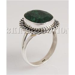 EMERALD BERYL 27.12CTW ANTIQUE LOOKS SILVER RING