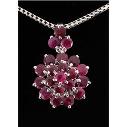 Flower Cluster 2.69g Sterling Silver Ruby Pendant 6.02ctw