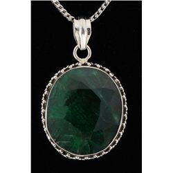 EMERALD BERYL 61.06CTW STERLING SILVER PENDANT