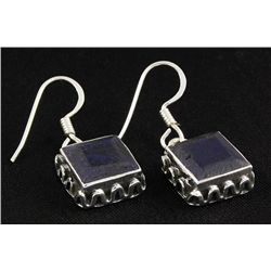 SAPPHIRE CORRUNDUM 28.14CTW SILVER HOOK EARRING