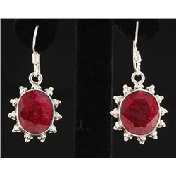 RUBY CORRUNDUM 29.53CTW SILVER HOOK EARRING