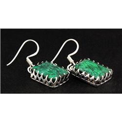 EMERALD BERYL 30.12CTW SILVER HOOK EARRING