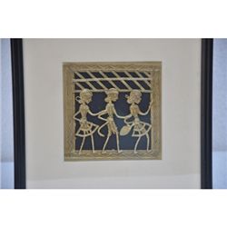 Brass Dokra Art Plate w/ 2in.Outer Acrylic size 9in.x9in.