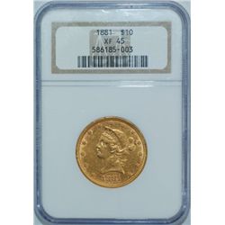 1881 NGC XF45 $10 GOLD EAGLE