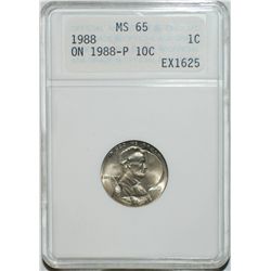 1988 P LINCOLN CENT ANACS MS65 DOUBLE DENOMINATION ERROR "11 CENT COIN" RARITY