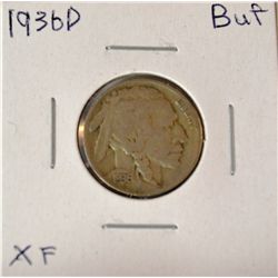 1936 D Buffalo Nickel  XF