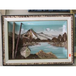 FRAMED PICTURE - 3D MOUNTAIN CABIN FROM NATURE