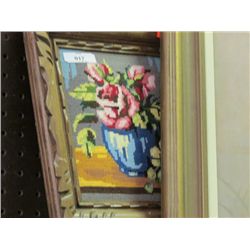 FRAMED PICTURE - NEEDLE POINT - STILL LIFE - FRUIT