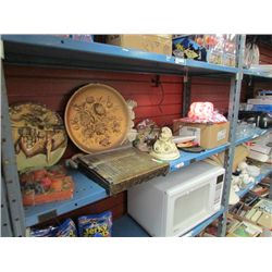 SHELF ASSORTED CHAULK WARE & COLLECTABLES & VINTAGE PAPER SLICER