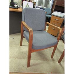 OAK & UPHOLSTERED CLIENT CHAIR