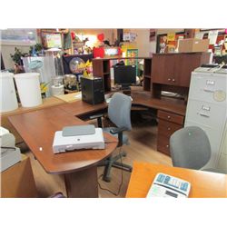 EXECUTIVE MAHOGANY FINISH OFFICE DESK - U SHAPE - CUSTOM DESIGN