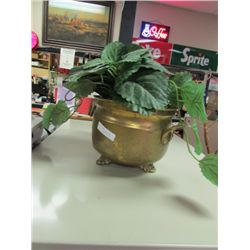 BRASS POTS - 2 & ARTIFICIAL PLANT