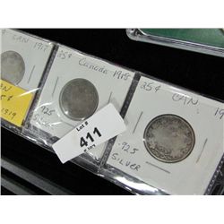 COINS- CANADIAN - 25 CENT - 1917,1918,1919 (SILVER)