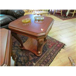 ELEGANTLEY CARVED CHERRY WOOD END TABLE - NEW