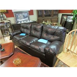 LEATHER SOFA - JAVA COLOR  - NEW - DINT ON LOWER BACK OF SOFA (CAN'T SEE AND DOESN'T INTERFER WITH U
