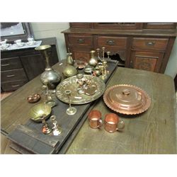 LARGE LOT OF ASSORTED BRASS & COPPER ITEMS