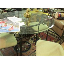 WROUGT IRON - GLASS TOP DINING TABLE ONLY 6 MONTHS OLD