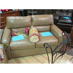 LOVE SEAT CONTEMPORARY DESIGN - BRINDLE LEATHER - NEW