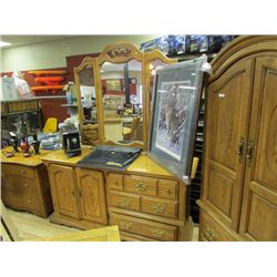OAK DRESSER WITH MIRROR
