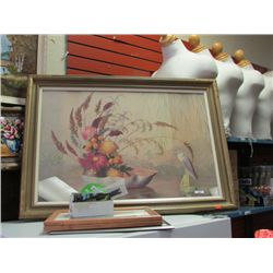 LARGE GUILDED FRAMED PICTURE -  FLOWERS