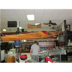 STOA - ****** 17' CEDAR STRIP KAYAK - HAND CRAFTED LOCALLY - WITH SIKN & LIFE JACKET AND DOUBLE ENDE