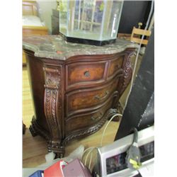 ELEGANT DESIGN END TABLE - DARK CHERRY WOOD - SOLID MARBLE TOP - NEW - RETAIL $899