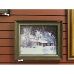 FRAMED PICTURE - SNOWED IN CABIN