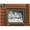 Image 1 : FRAMED PICTURE - SNOWED IN CABIN