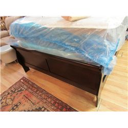 QUEEN SLEIGH DARK CHERRY FINISH BED FRAME - NEW