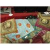 Image 1 : HAND CRAFTED GUILTED ELEPHANT MINI TAPESTRY - (2) AND THREE HAND CRAFTED CUSHION COVERS - 5 PC TOTAL