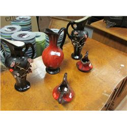 RETRO CREAM & SUGAR & VASE & 2 JUGS (MIRROR IMAGES