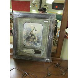 FRAMED L E PRINT "SERENADE" WITH FEATHER - DAVE BARTHOLET