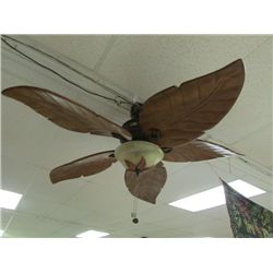 CEILING FAN - CARVED WOOD BLADES WITH LIGHT