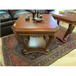 ELEGANTLEY CARVED CHERRY WOOD END TABLE - NEW